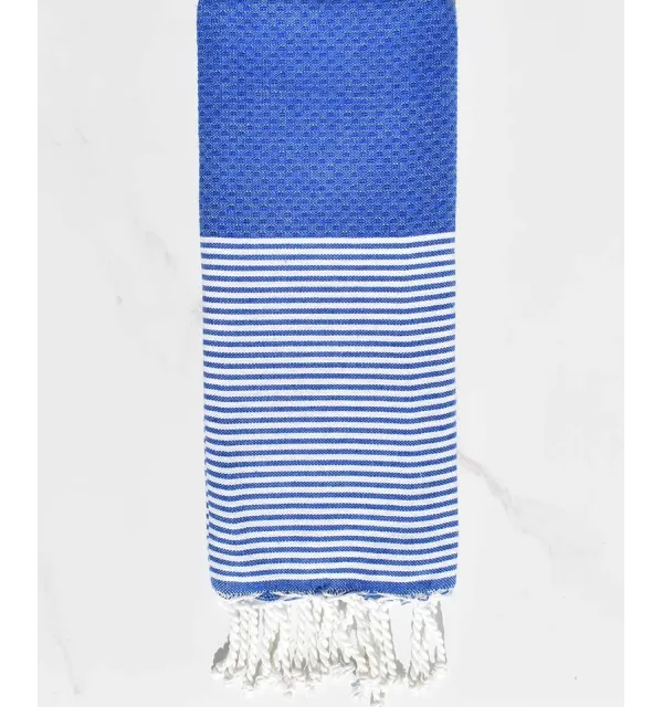 Enfant Nid d'abeille bleu électrique Fouta Tunisia - 1