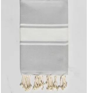 Fouta plate gris perle moyen  - 1