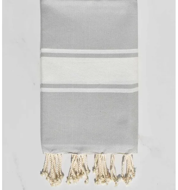 Fouta plate gris perle moyen - 1