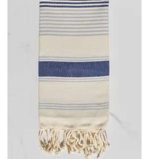 Fouta dina blanc crème, bleu jean et bleu fumée Fouta Tunisia - 1