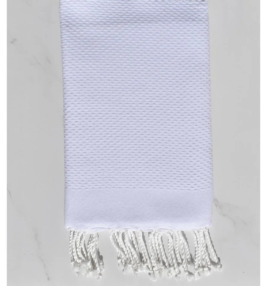 FOUTA Nid d'abeille unie blanche Fouta Tunisia - 3