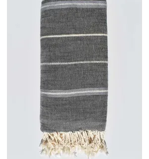 Jeté ardoise avec rayures bleu fumée et blanc crème clair 2.40m*2.80m  - 1