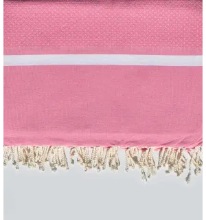 Jeté rose clair et blanc 2m*2.80m Fouta Tunisia - 1