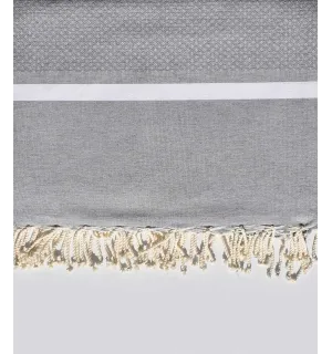 Jeté gris acier et blanc 2m*2.80m  - 1