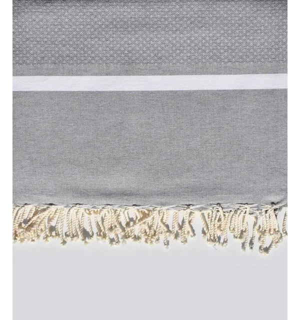 Jeté gris acier et blanc 2m*2.80m - 1