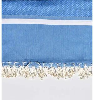 Jeté bleu roi et blanc 2m*2.80m  - 1