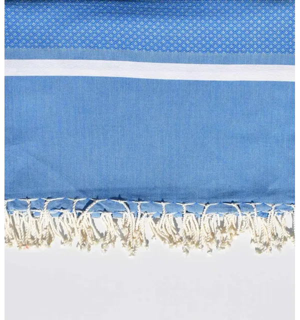 Jeté bleu roi et blanc 2m*2.80m - 1