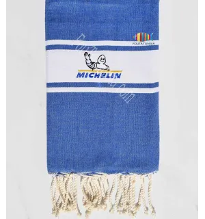 Fouta plate bleu jean avec broderie Michelin Fouta Tunisia - 1