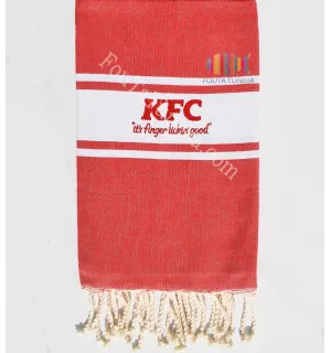 Fouta plate rouge brodée KFC Fouta Tunisia - 1
