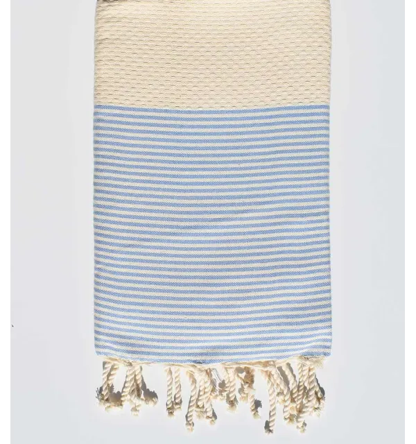 FOUTA NID D'ABEILLE écru avec rayures Fouta Tunisia - 2