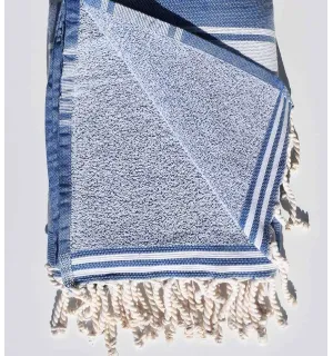 Fouta éponge bleu jean Fouta Tunisia - 1 2
