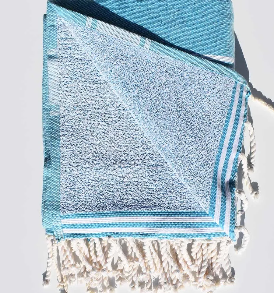 Fouta éponge bleu azur moyen Fouta Tunisia - 2