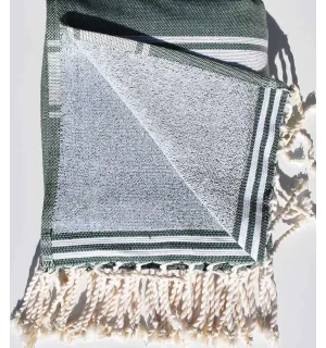 Fouta éponge vert mousse foncé - 1 2