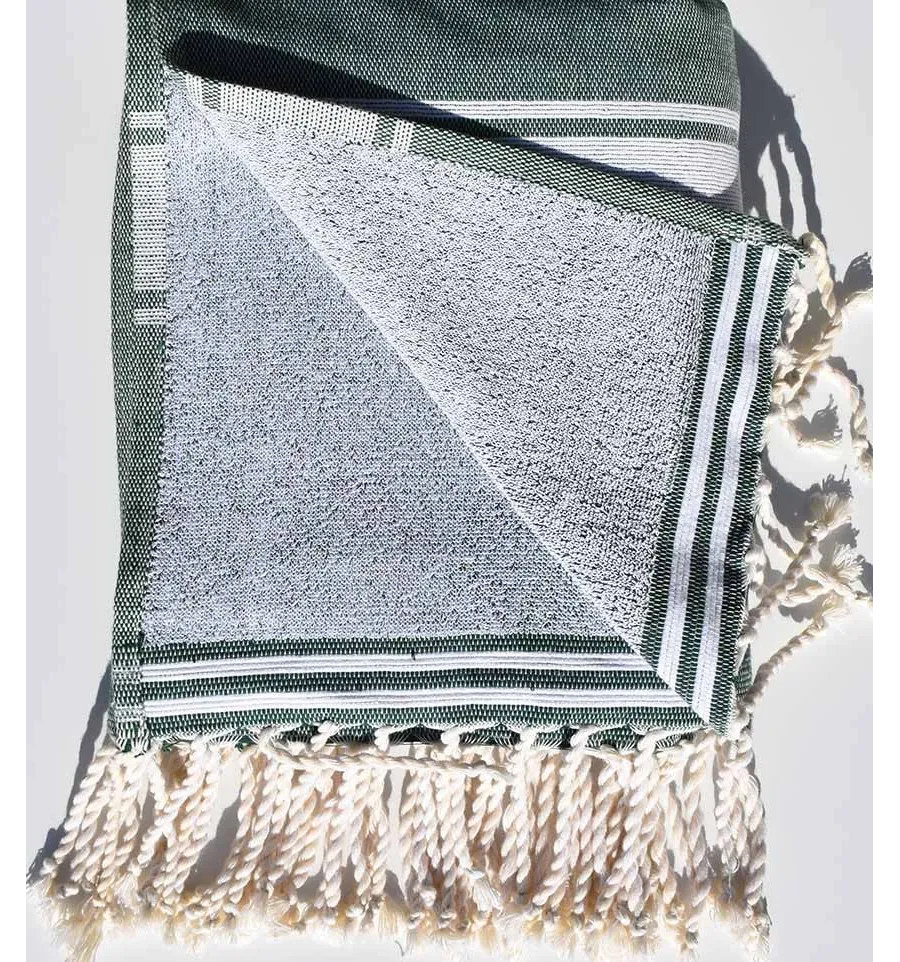 Fouta éponge vert mousse foncé  - 2