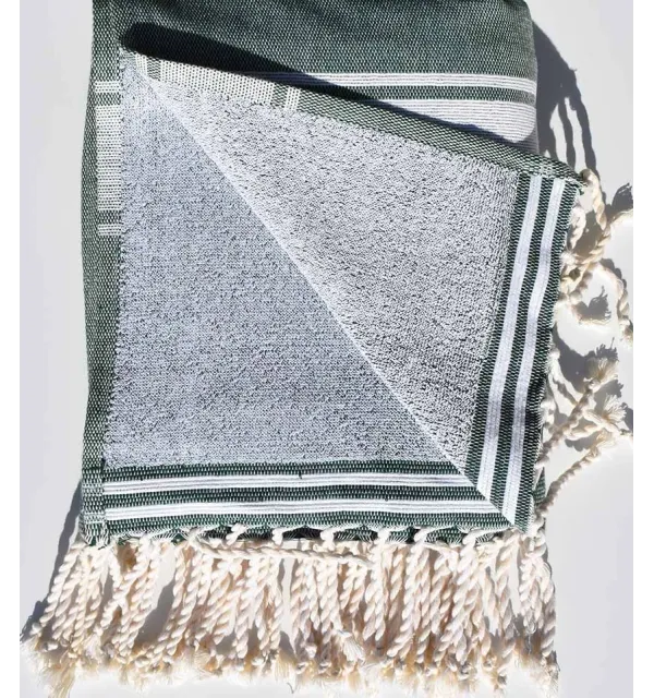 Fouta éponge vert mousse foncé - 2