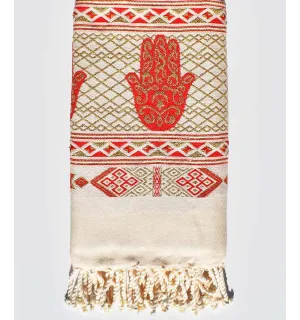 Fouta khomsa rouge alizarine Fouta Tunisia - 2