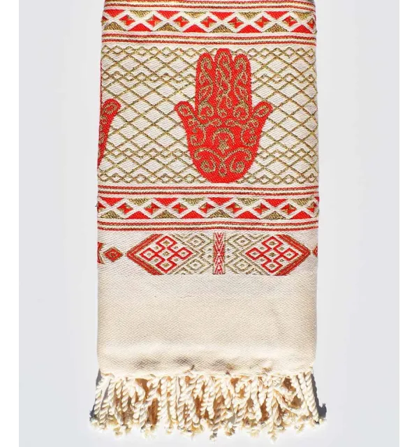 Fouta khomsa rouge alizarine Fouta Tunisia - 2