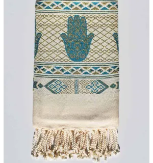 Fouta khomsa bleu bondi Fouta Tunisia - 1