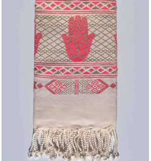 Fouta khomsa rose fushia Fouta Tunisia - 2 2