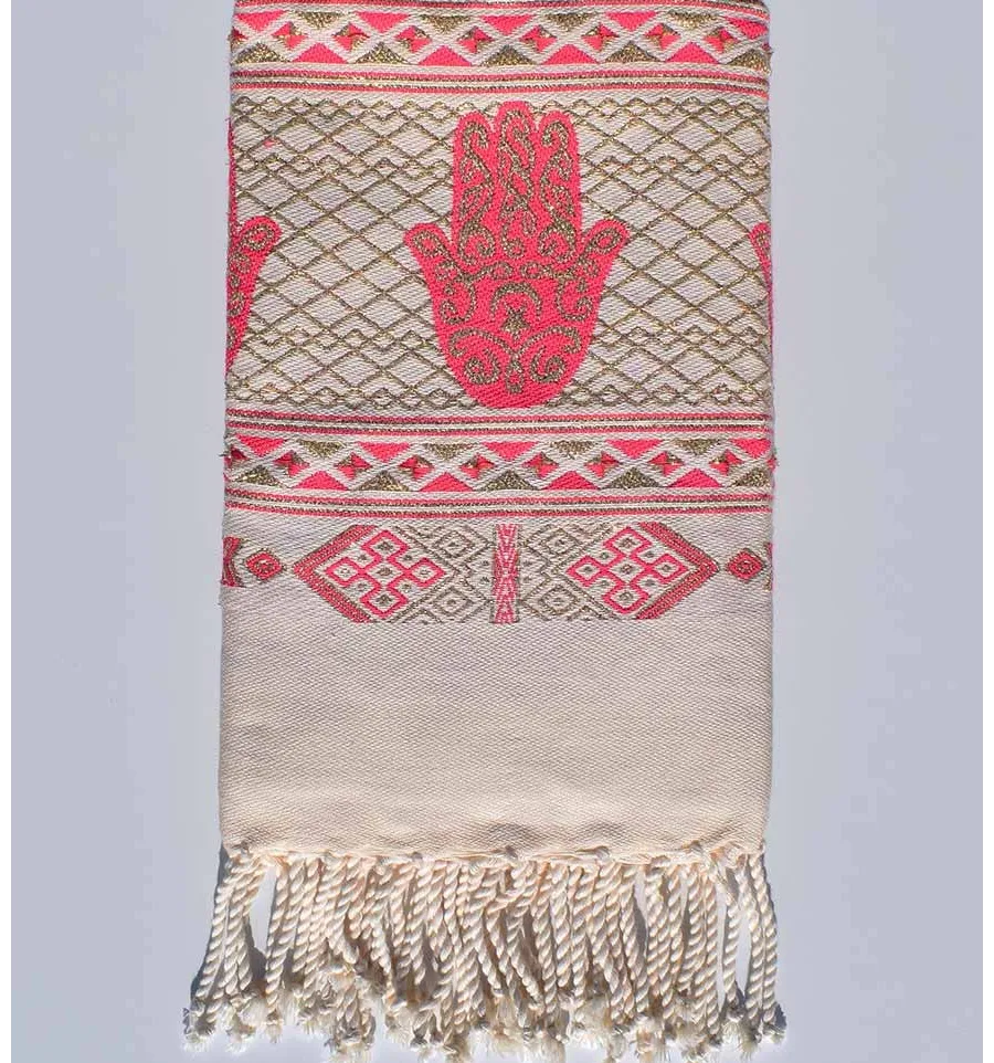 Fouta khomsa rose fushia Fouta Tunisia - 1