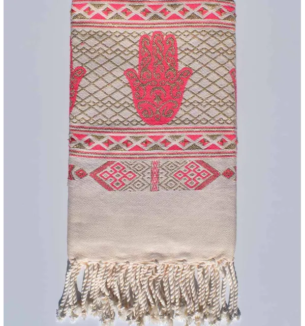 Fouta khomsa rose fushia Fouta Tunisia - 1