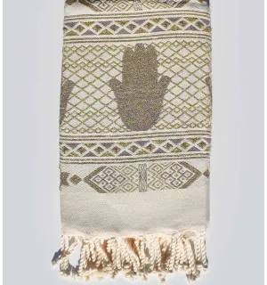 Fouta khomsa taupe Fouta Tunisia - 1 2