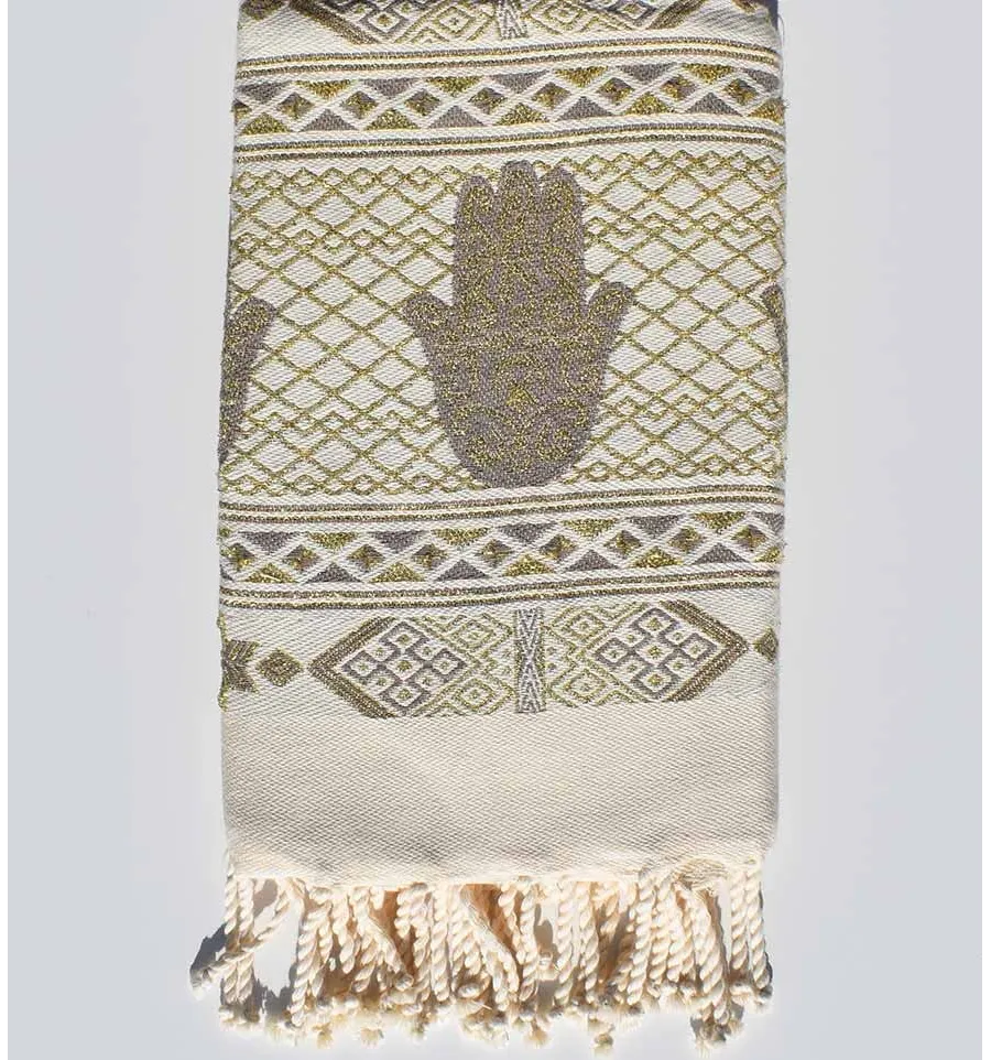 Fouta khomsa taupe Fouta Tunisia - 2