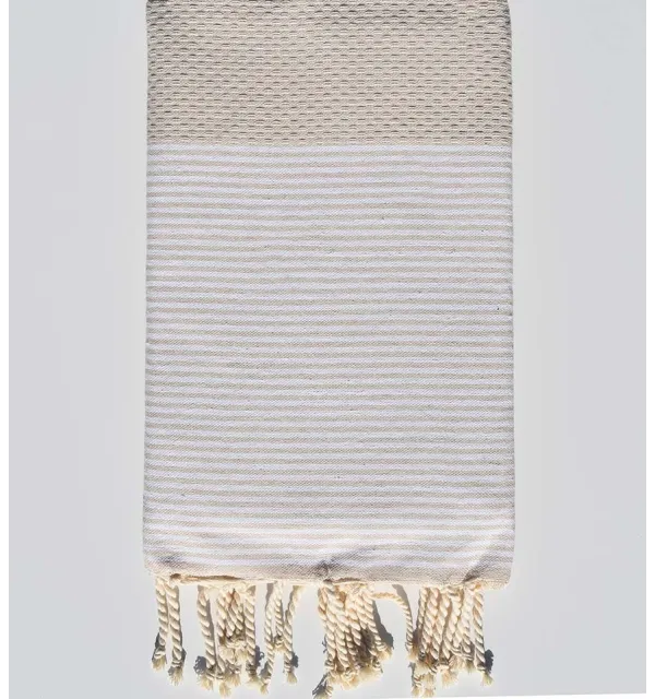 Fouta nid d'abeille grège Fouta Tunisia - 1
