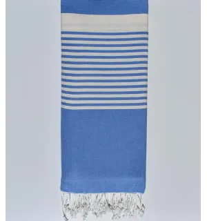 Jeté bleu barbeau avec rayures Fouta Tunisia - 1