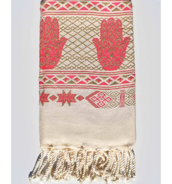 Fouta khomsa rose fushia Fouta Tunisia - 2