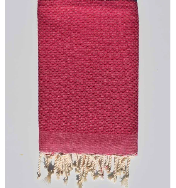 FOUTA nid d'abeille unie rose framboise - 1