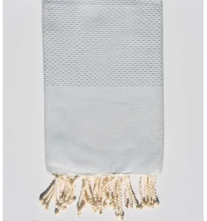 FOUTA Nid d'abeille unie azur brume Fouta Tunisia - 1