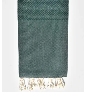 FOUTA Nid d'abeille unie vert mélèze Fouta Tunisia - 1