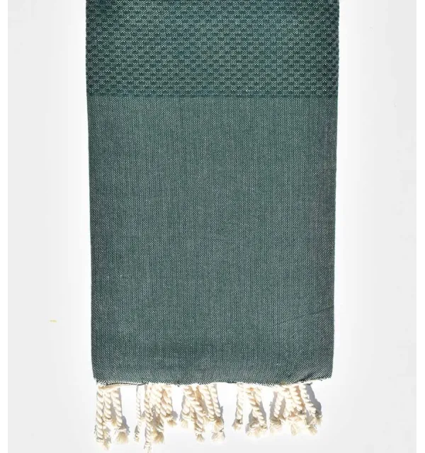 FOUTA Nid d'abeille unie vert mélèze Fouta Tunisia - 1