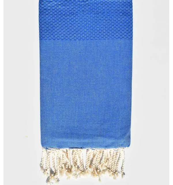 FOUTA nid d'abeille unie lapis lazulli - 1