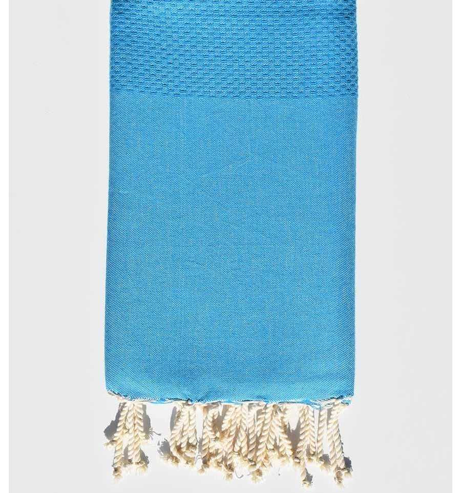 Fouta nid d'abeille unie bleu dragée