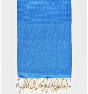 FOUTA nid d'abeille unie bleu électrique Fouta Tunisia - 1