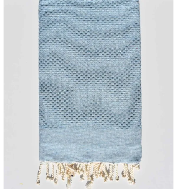 FOUTA nid d'abeille unie bleu acier Fouta Tunisia - 1