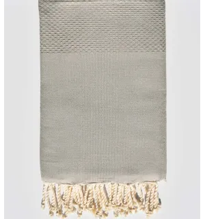 FOUTA Nid d'abeille unie taupe clair Fouta Tunisia - 1