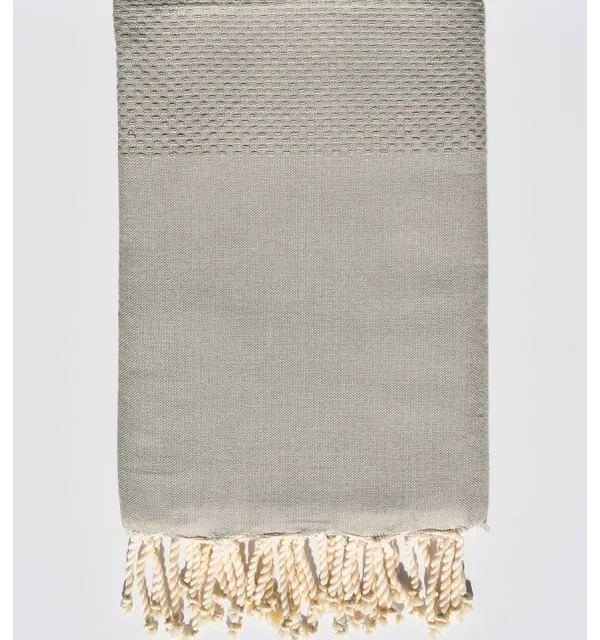 FOUTA Nid d'abeille unie taupe clair Fouta Tunisia - 1