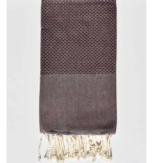 FOUTA nid d'abeille unie marron chocolat  - 2
