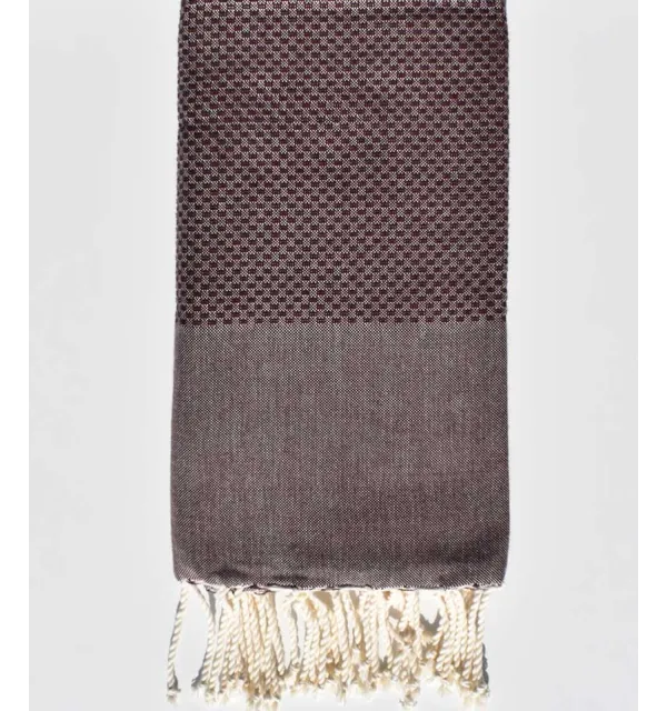 FOUTA nid d'abeille unie marron chocolat - 2