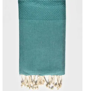 FOUTA Nid d'abeille unie vert empire  - 1