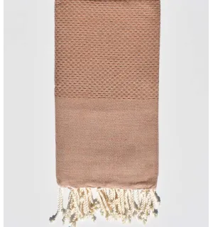 FOUTA nid d'abeille unie beige taupe clair Fouta Tunisia - 1