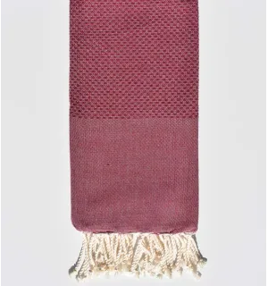 Fouta nid d'abeille unie bordeaux  - 1