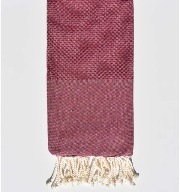 Fouta nid d'abeille unie bordeaux - 1