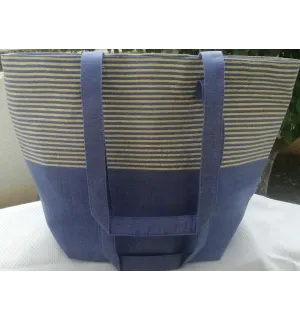 Sac de plage fouta bleu jean avec lurex doré - 4 2