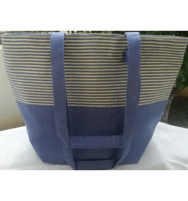 Sac de plage fouta bleu jean avec lurex doré - 2