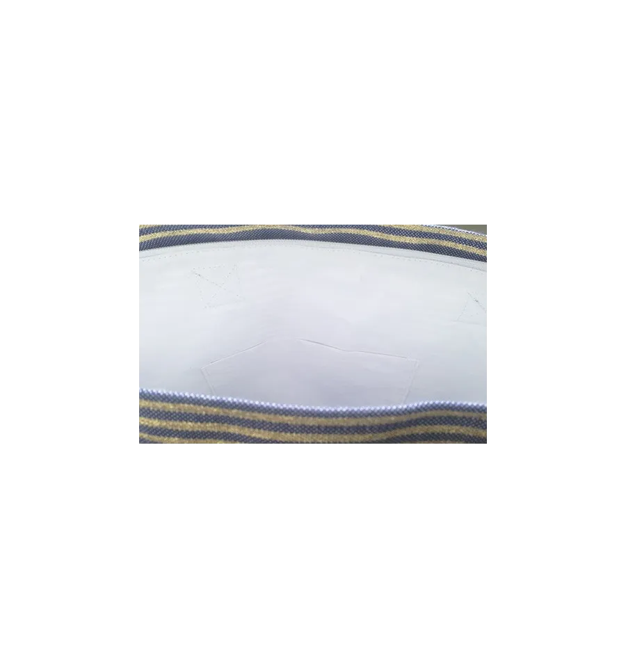 Sac de plage fouta bleu jean avec lurex doré - 3