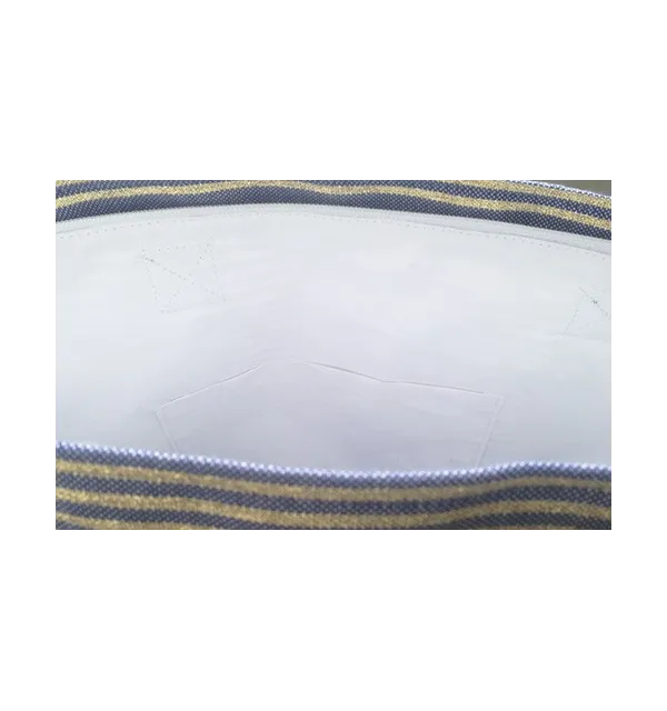 Sac de plage fouta bleu jean avec lurex doré - 3